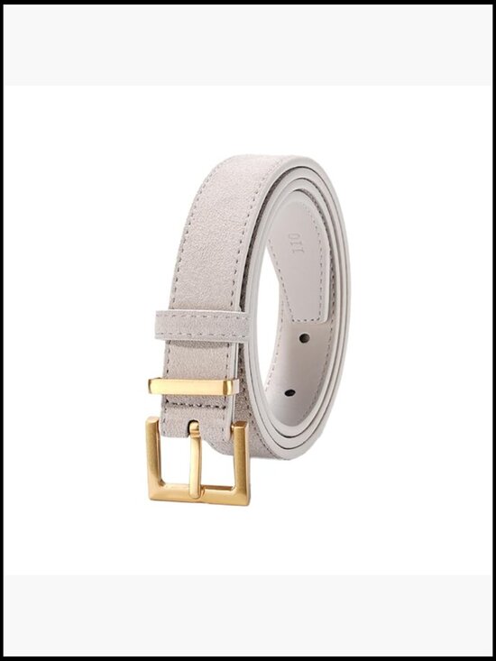 Suede Leather Belt with Gold Square Buckle, Adjustable Waist for Dresses & Jeans main image 2